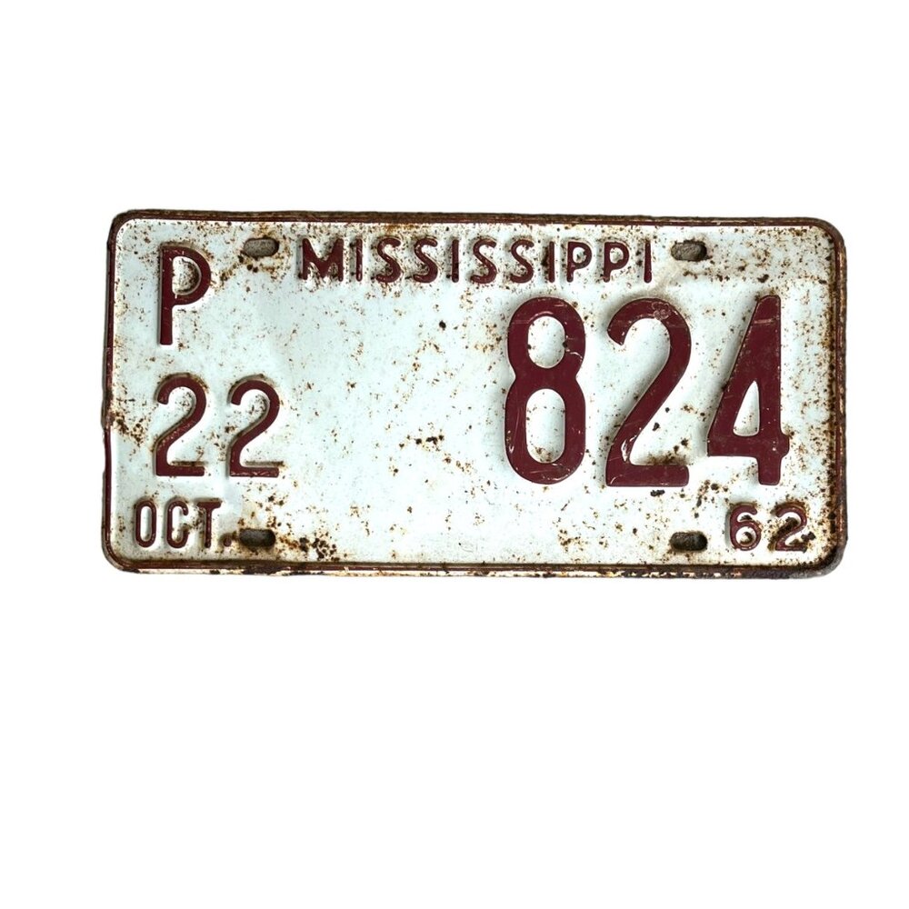 1962 Vintage Mississippi License Plate